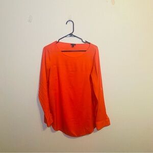Ann Taylor Orange Sailor Collar Long Sleeve Blouse